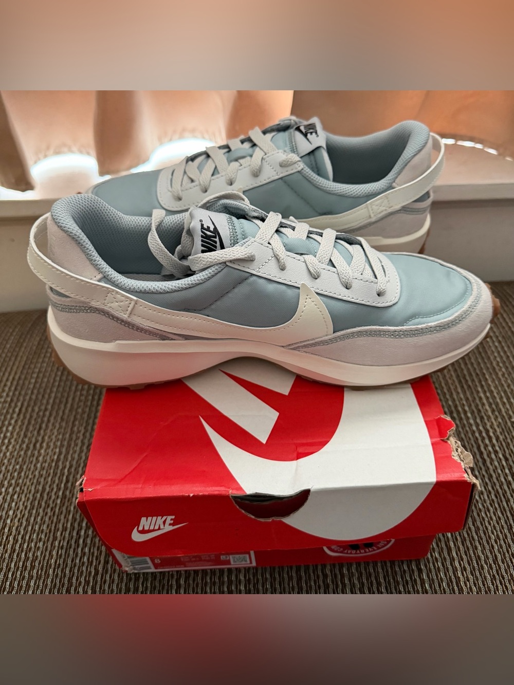 Nike Women’s Light Blue and White Retro-Style Sneakers